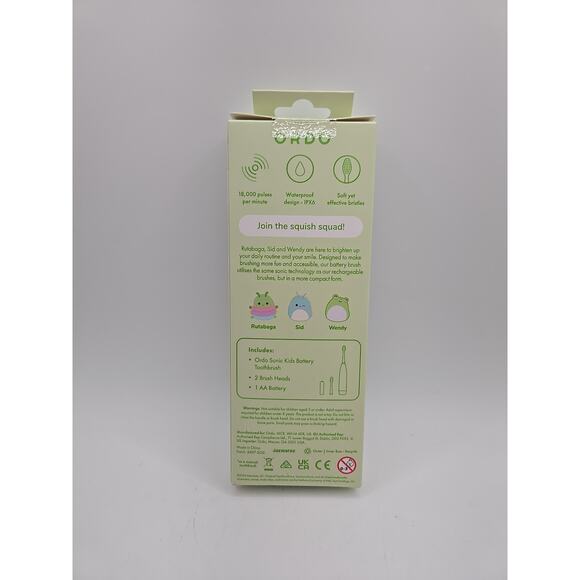 Ordo Sonic Kids Toothbrush Squishmallows Jazwares Battery Powered Green NEW - Picture 2 of 2